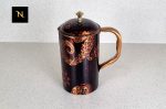 Black flower printed Pure Copper Jug or Water pitcher, Matching Jugs and Glass Set. Pure Copper printed Jugs 1.5 Litre Medium