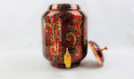 Pure Copper Red Printed Water Container with Lid 5 Liter