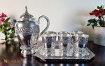 Sterling Silver Jug Set, Pure Silver Jug, glass and tray set, Pure silver drinkware set, Real silver Jug, glass and tray set, Pure silver jug, tray and 6 glass set