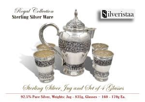Pure Silver Jug and Glass Set, Sterling Silver Jug, Sterling silver Glass, Pure silver Glass