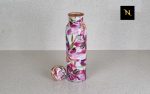 Blossom Enamel Pure Copper Water Bottle 1L, Pure Copper Water bottles 950ml, Enamel printed copper bottles