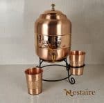 Pure Copper Water Dispensing Pot with Stand and Copper coated tap, Copper sequential pot, Pure copper water sequence pot, Copper water benefits, benefits of water stored in copper vessels